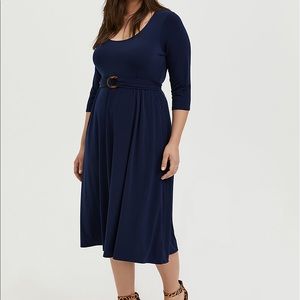 Torrid Navy Studio Knit Belted Dress - Size 2 NWT